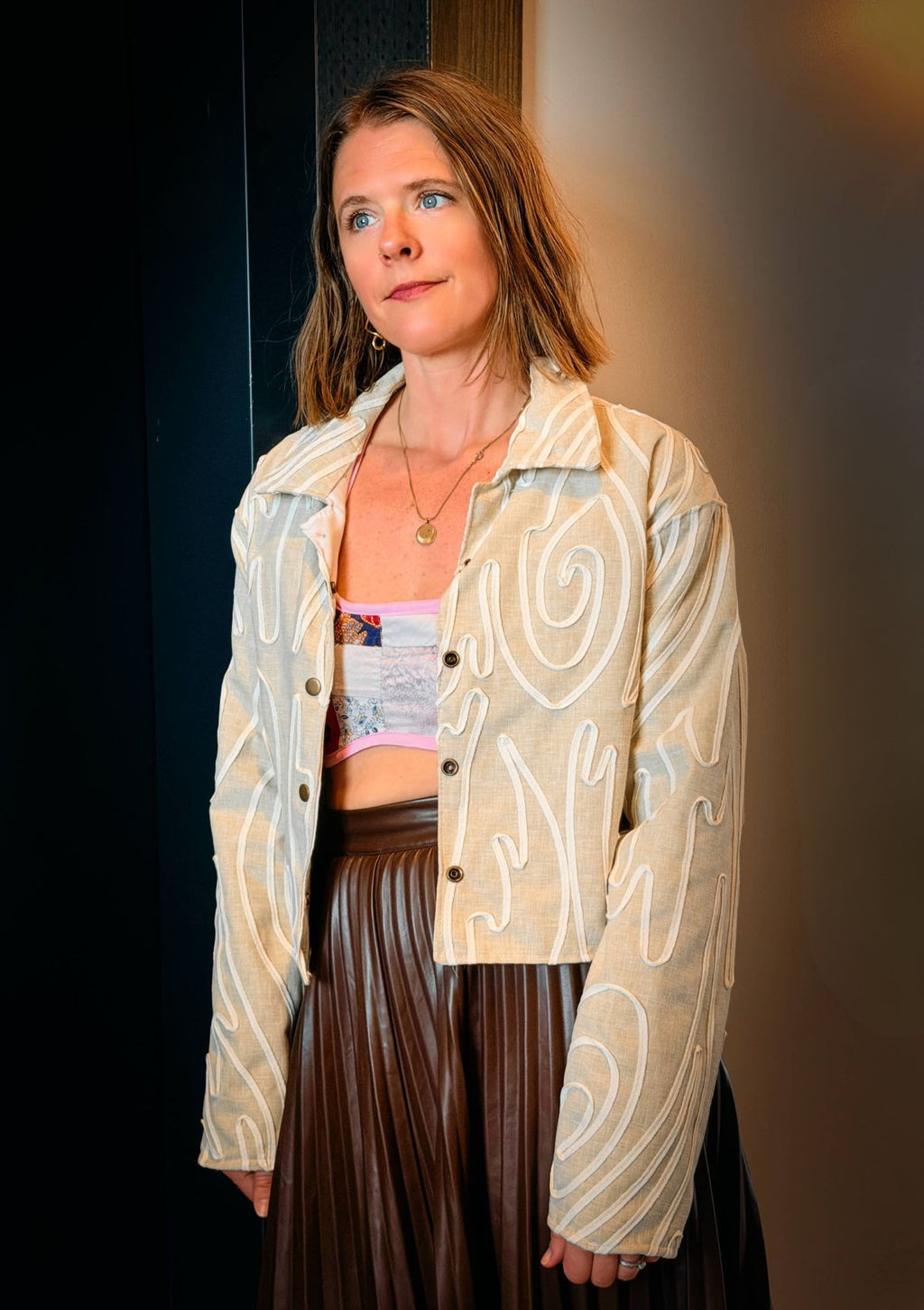 Ribbon Cropped Jacket